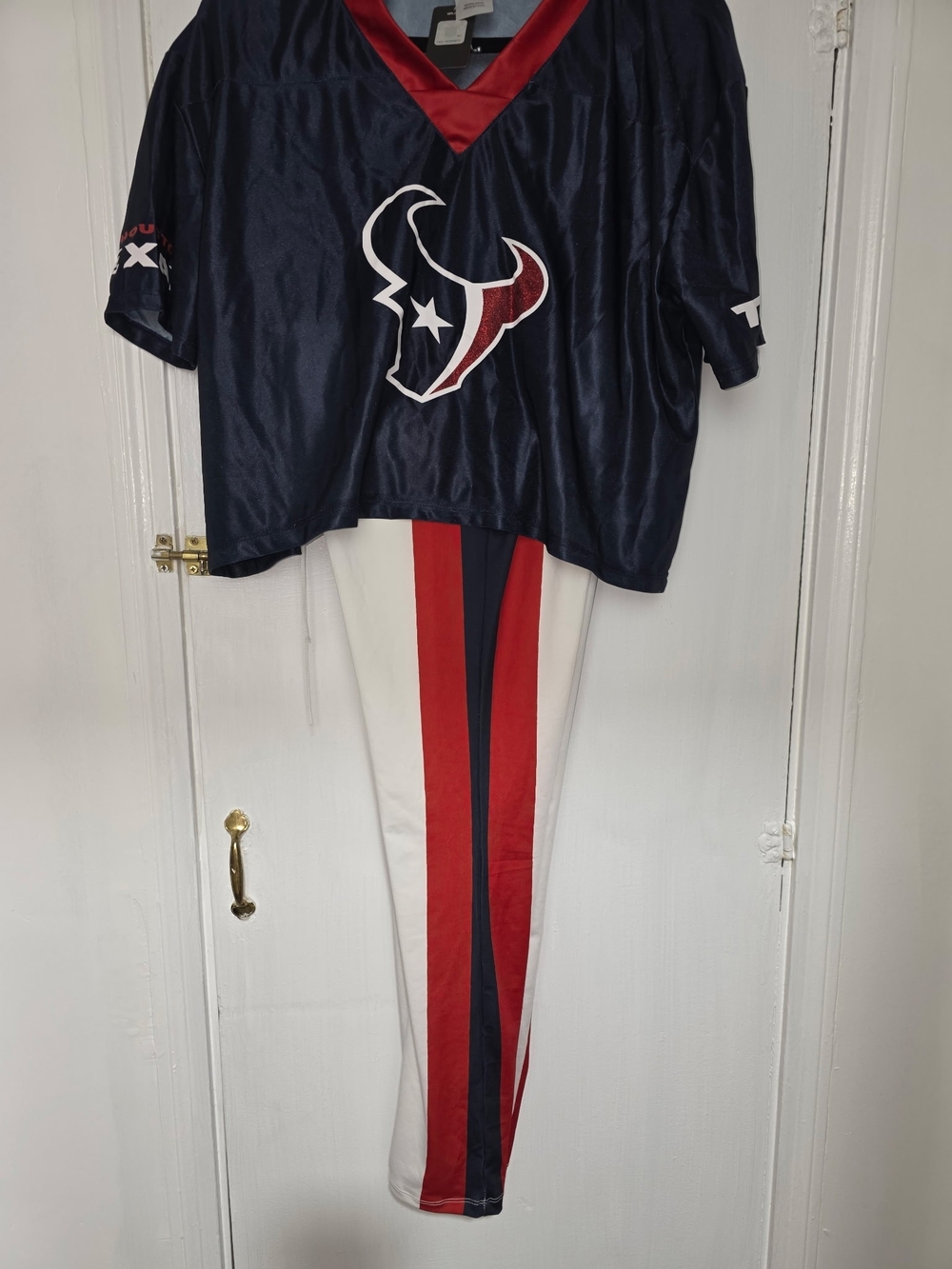 HOUSTON TEXAN FANS -NFL Womens Navy, Red & White Striped Legging 2 Piece Set